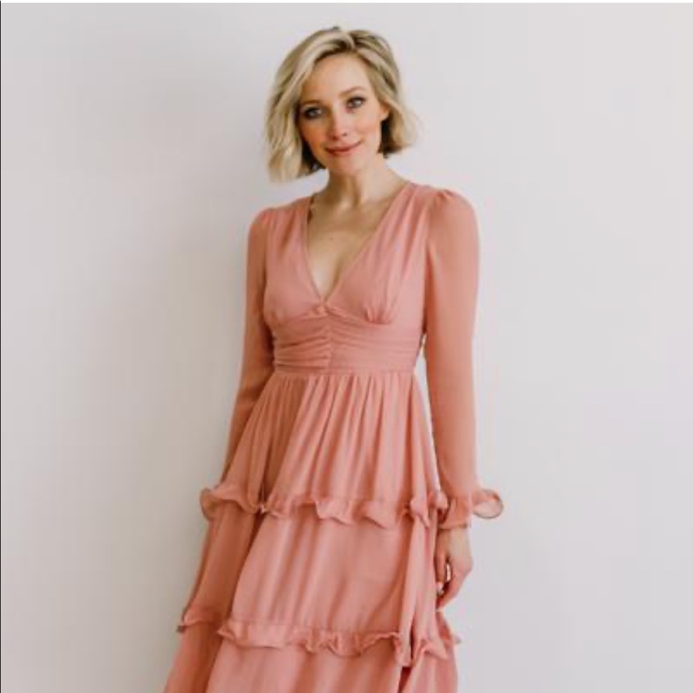 Baltic Born BRADSHAW BLUSH LONG SLEEVE MIDI DRESS